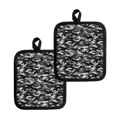 Black White And Grey Digital Camo Print Pot Holders