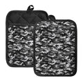 Black White And Grey Digital Camo Print Pot Holders With Pocket
