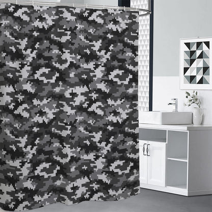 Black White And Grey Digital Camo Print Premium Shower Curtain