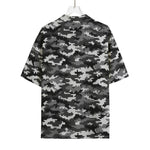 Black White And Grey Digital Camo Print Rayon Hawaiian Shirt