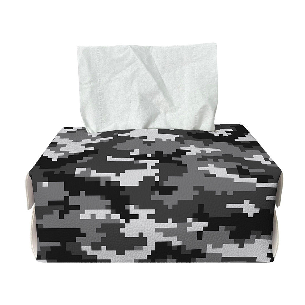 Black White And Grey Digital Camo Print Rectangle Tissue Box Cover