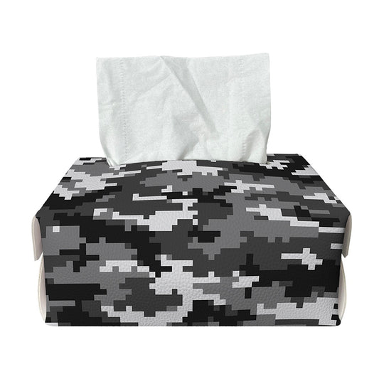 Black White And Grey Digital Camo Print Rectangle Tissue Box Cover