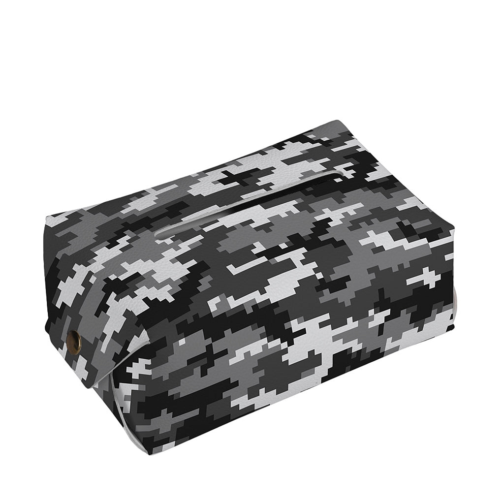 Black White And Grey Digital Camo Print Rectangle Tissue Box Cover