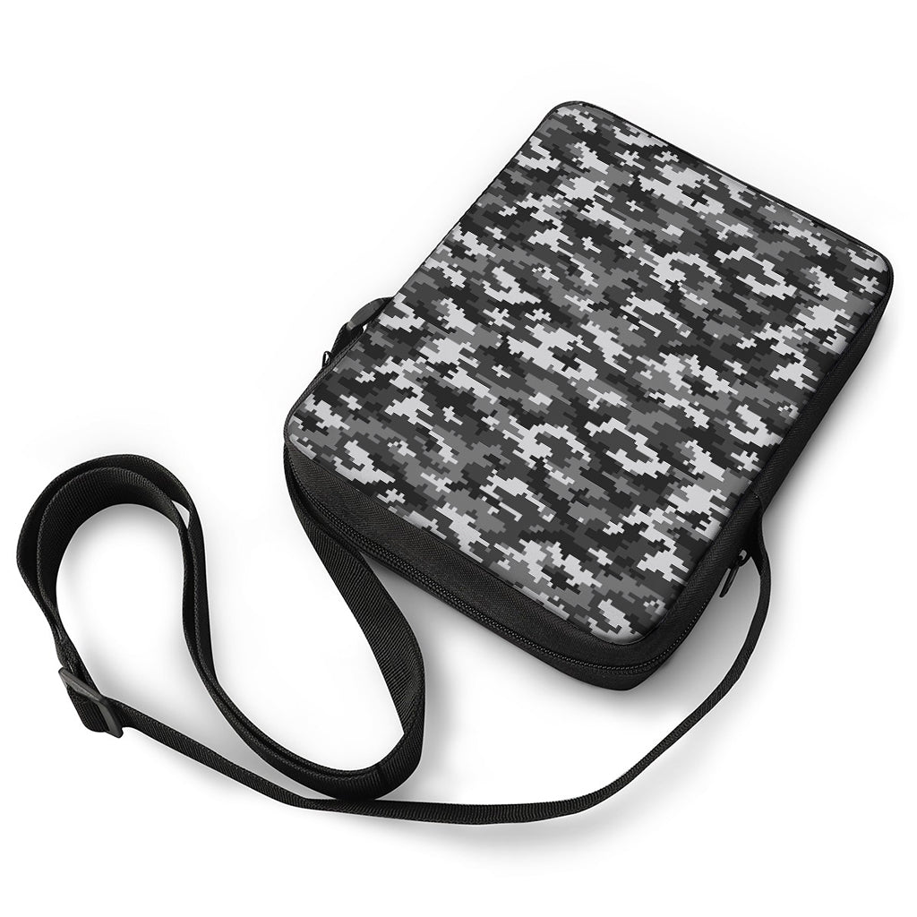 Black White And Grey Digital Camo Print Rectangular Crossbody Bag