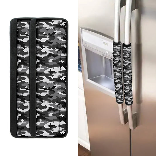 Black White And Grey Digital Camo Print Refrigerator Handle Covers