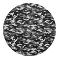 Black White And Grey Digital Camo Print Round Blanket