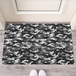 Black White And Grey Digital Camo Print Rubber Doormat