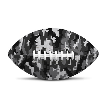 Black White And Grey Digital Camo Print Rugby Ball