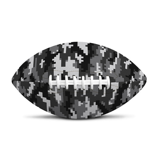 Black White And Grey Digital Camo Print Rugby Ball