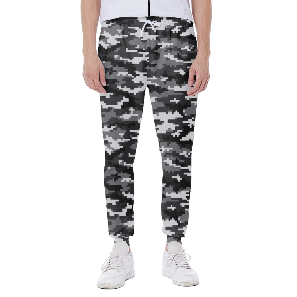 Black White And Grey Digital Camo Print Scuba Joggers