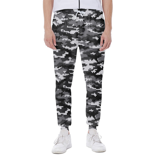 Black White And Grey Digital Camo Print Scuba Joggers