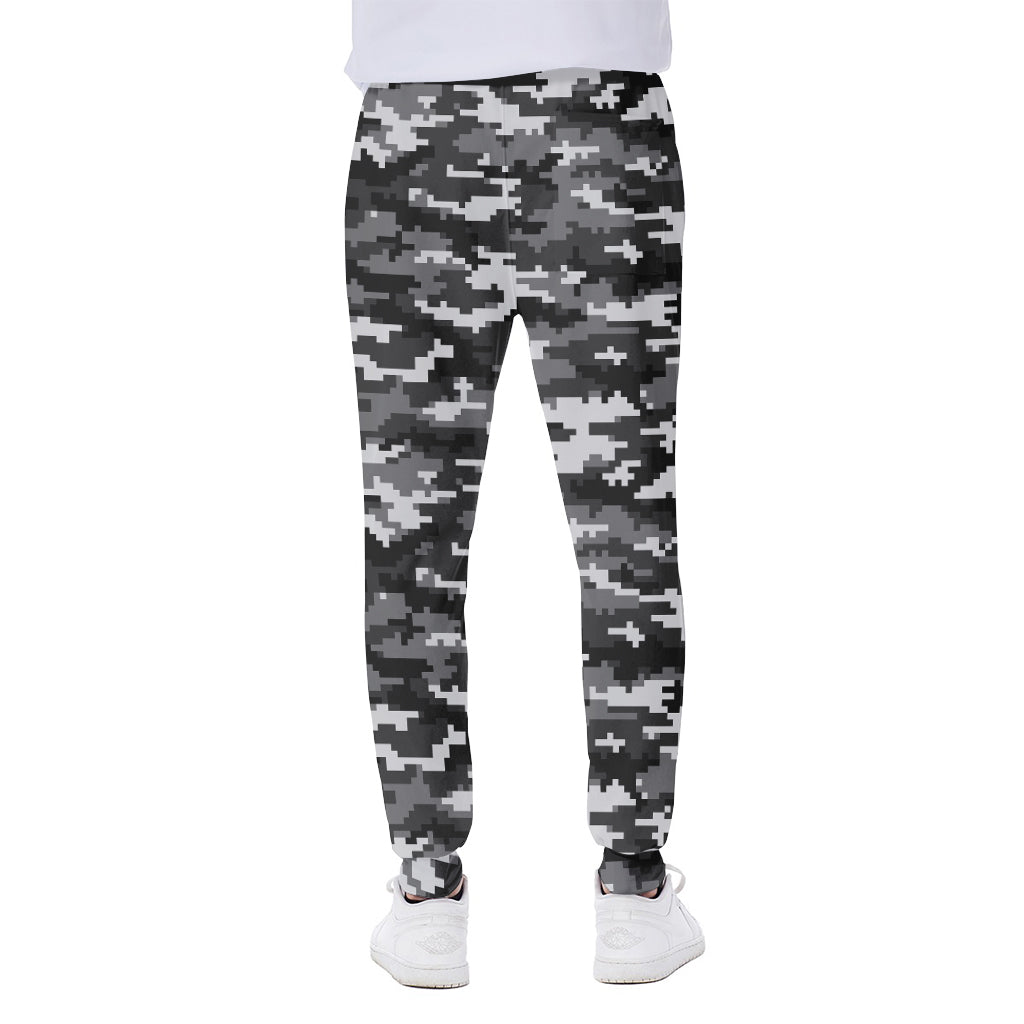 Black White And Grey Digital Camo Print Scuba Joggers