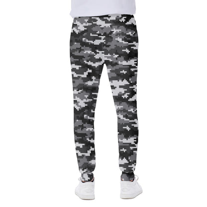 Black White And Grey Digital Camo Print Scuba Joggers