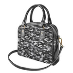 Black White And Grey Digital Camo Print Shoulder Handbag