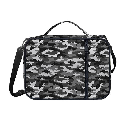 Black White And Grey Digital Camo Print Shoulder Strap Bible Bag
