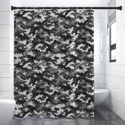 Black White And Grey Digital Camo Print Shower Curtain