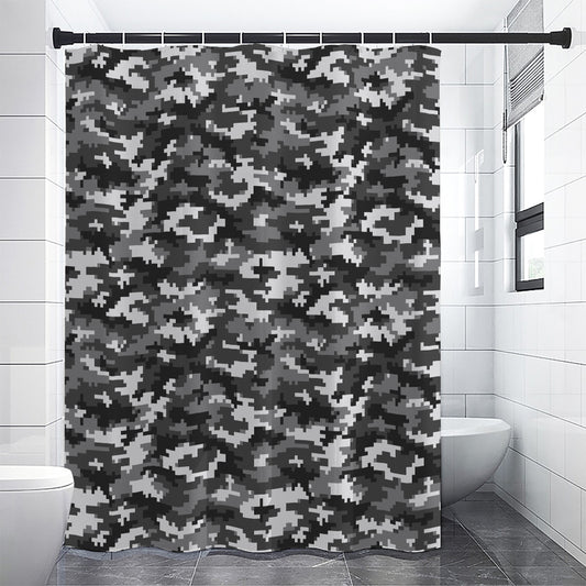 Black White And Grey Digital Camo Print Shower Curtain