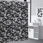 Black White And Grey Digital Camo Print Shower Curtain