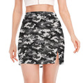 Black White And Grey Digital Camo Print Side Slit Mini Skirt