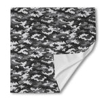 Black White And Grey Digital Camo Print Silk Bandana