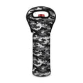Black White And Grey Digital Camo Print Single Neoprene Wine Tote