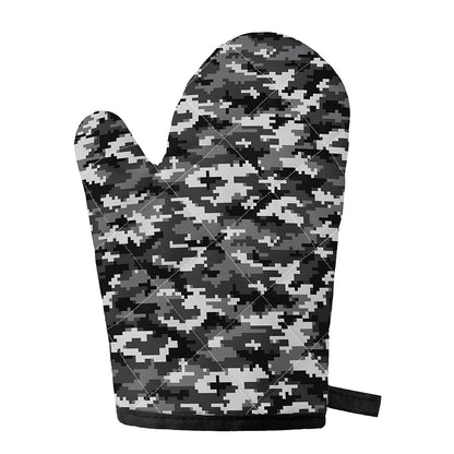Black White And Grey Digital Camo Print Single Oven Mitt