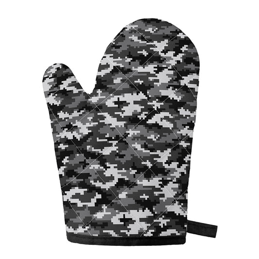 Black White And Grey Digital Camo Print Single Oven Mitt