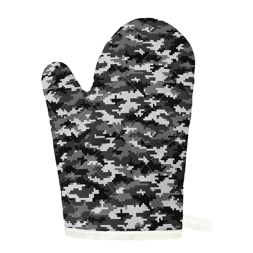 Black White And Grey Digital Camo Print Single Oven Mitt