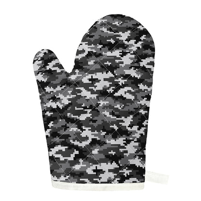 Black White And Grey Digital Camo Print Single Oven Mitt