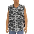 Black White And Grey Digital Camo Print Sleeveless Baseball Jersey