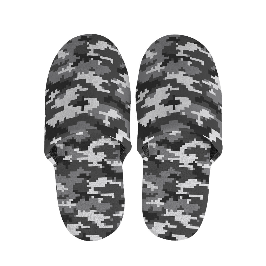 Black White And Grey Digital Camo Print Slippers