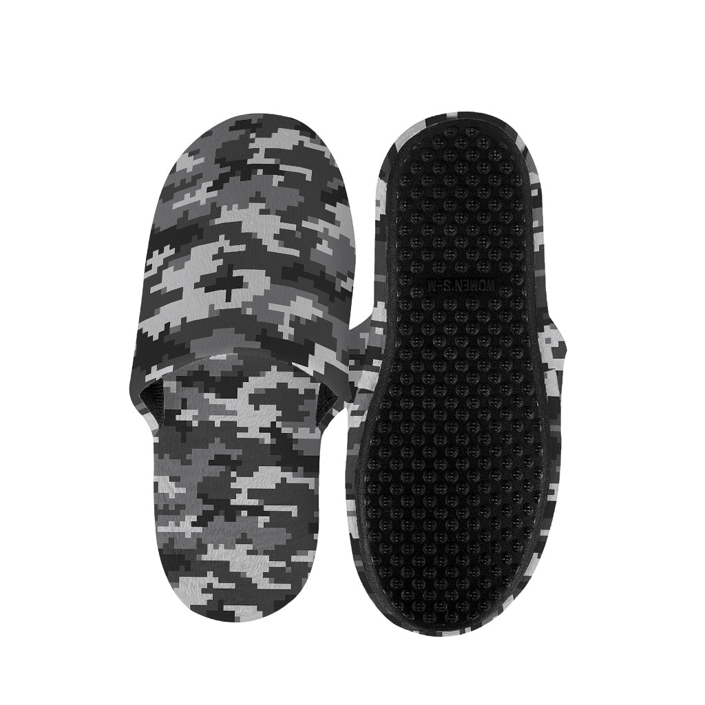 Black White And Grey Digital Camo Print Slippers