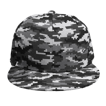 Black White And Grey Digital Camo Print Snapback Cap