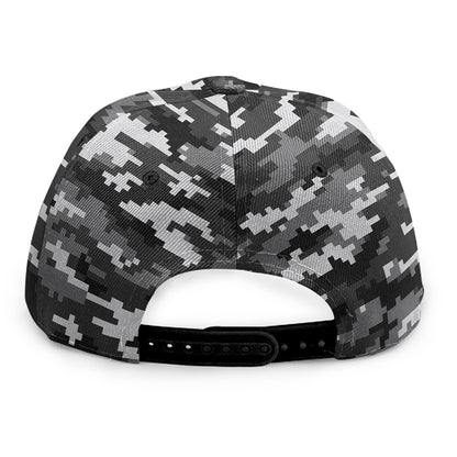 Black White And Grey Digital Camo Print Snapback Cap