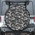 Black White And Grey Digital Camo Print Tire Cover With Camera Hole