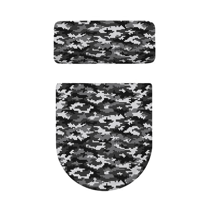 Black White And Grey Digital Camo Print Toilet Lid And Tank Cover Set