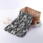 Black White And Grey Digital Camo Print Towel