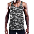 Black White And Grey Digital Camo Print Men's Workout Tank Top