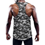 Black White And Grey Digital Camo Print Training Tank Top