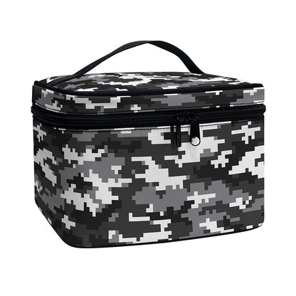 Black White And Grey Digital Camo Print Travel Makeup Bag