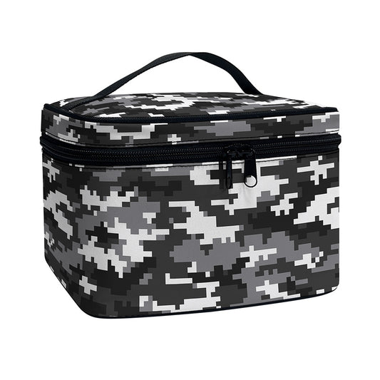 Black White And Grey Digital Camo Print Travel Makeup Bag