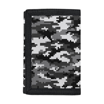 Black White And Grey Digital Camo Print Trifold Wallet