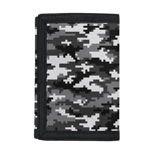 Black White And Grey Digital Camo Print Trifold Wallet