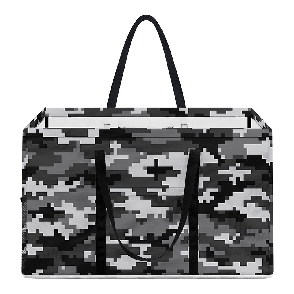 Black White And Grey Digital Camo Print Utility Tote Bag