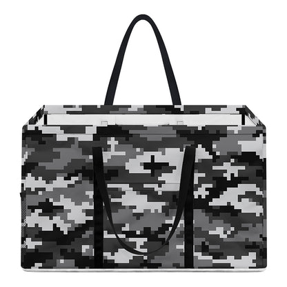 Black White And Grey Digital Camo Print Utility Tote Bag
