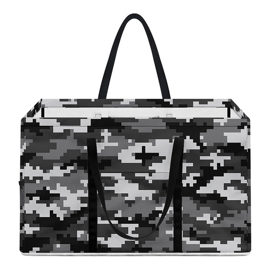 Black White And Grey Digital Camo Print Utility Tote Bag