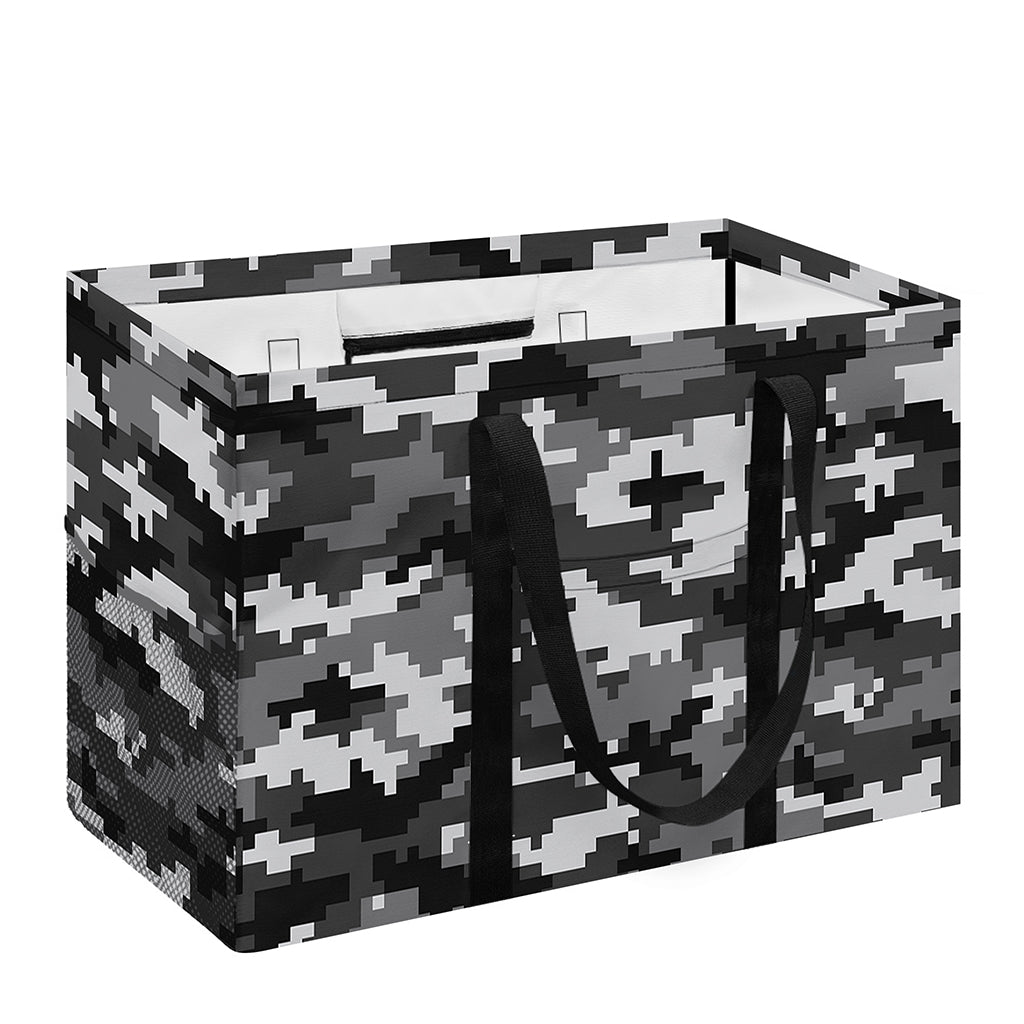 Black White And Grey Digital Camo Print Utility Tote Bag
