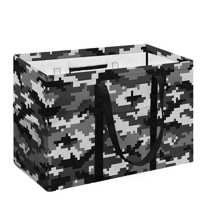 Black White And Grey Digital Camo Print Utility Tote Bag