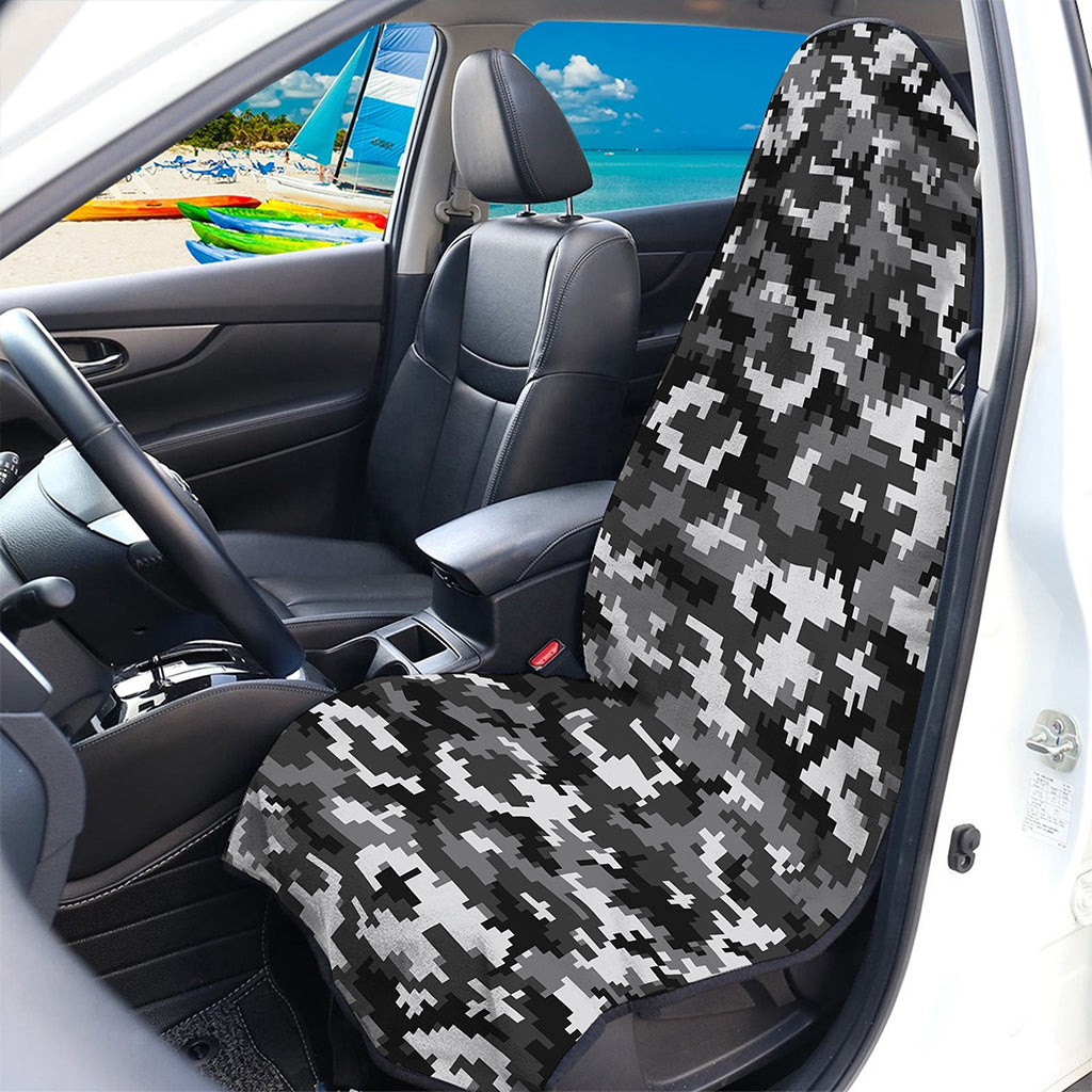 Black White And Grey Digital Camo Print Waterproof Car Seat Cover