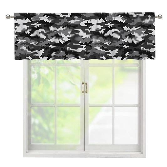 Black White And Grey Digital Camo Print Window Valance